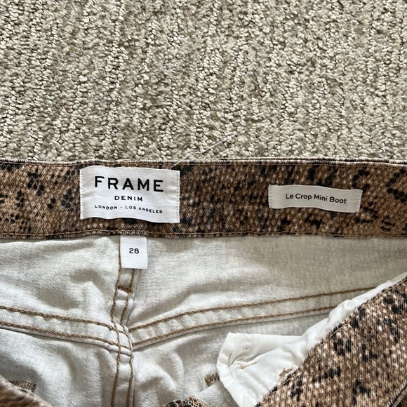 FRAME Le Crop Mini Boot Snake-print Mid-rise Bootcut Jeans Size 28 - Picture 6 of 9